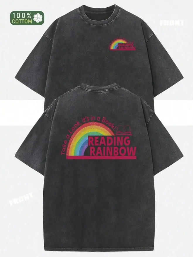 Double-sided washed cotton T-shirt featuring a rainbow tie-dye print; a vintage-inspired, stylish piece with moderate thickness and summer breathability—an ideal gift for the holidays.