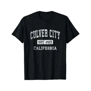 Cotton short sleeves  T shirt Culver City California CA Vintage Established Sports Design T-Shirt Breathable and soft top