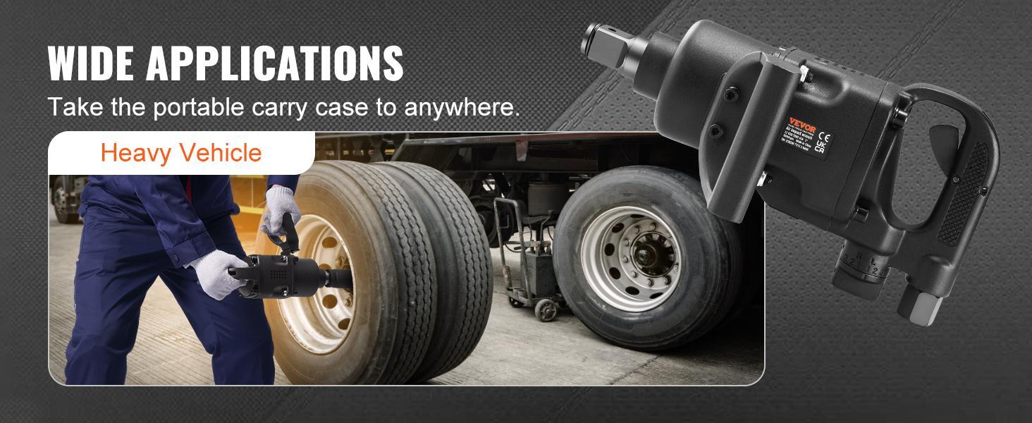 VEVOR 1 Inch Air Impact Wrench, TikTokShopBlackFriday, Up to 2730 ft-lbs Reverse Torque Output 1" Pneumatic Impact Gun Lightweight w/ 2 Handles for Heavy Duty Repairs and Maintenance