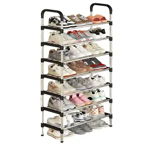 7/8 Tier Stainless Steel Shoe Organizer | Cozy Home Essentials | Large Shoe Rack | Heavy Duty Metal Tackable Shoe Storage | Vertical Shoe Rack | Compatible with Front Door Entrance | Up to 24 Pairs shoes | Must-Have
