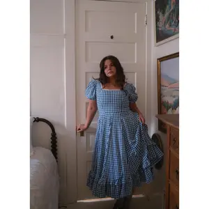 Blue Gingham Puff Sleeve Dress