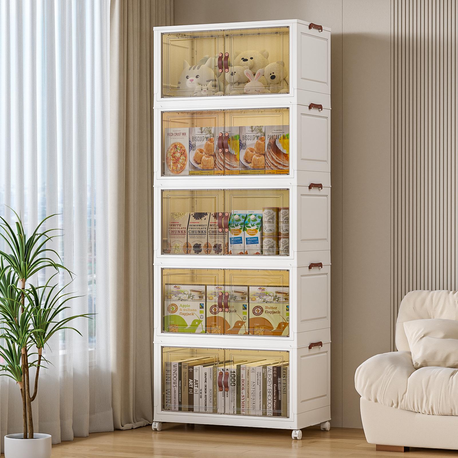 Foldable Multilayer Door stuffy ike a snack Storage Box with Lid 4-5 Layers Holders with Wheels for Kitchen Bedroom Bathroom Stackable space-saving Organizer Rolling Living Room Shoe Cabinet Footwear Organization Fridge Collapsible Bins school season cap