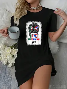 Mexirican Girl Mix Half Mexican And Puerto Rican Rico Flag Casual Dress