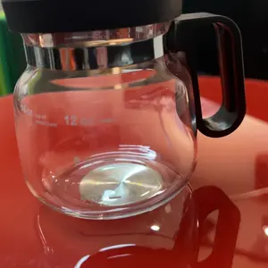 Tiny Brew 16 oz Glass Coffee Mug with Lid and Coasters and Decorative Sticker, Heat-Resistant Coffee Pot-Shaped Cup with Measurement Marks and Ergonomic Handle, Novelty Gift for Coffee Lovers