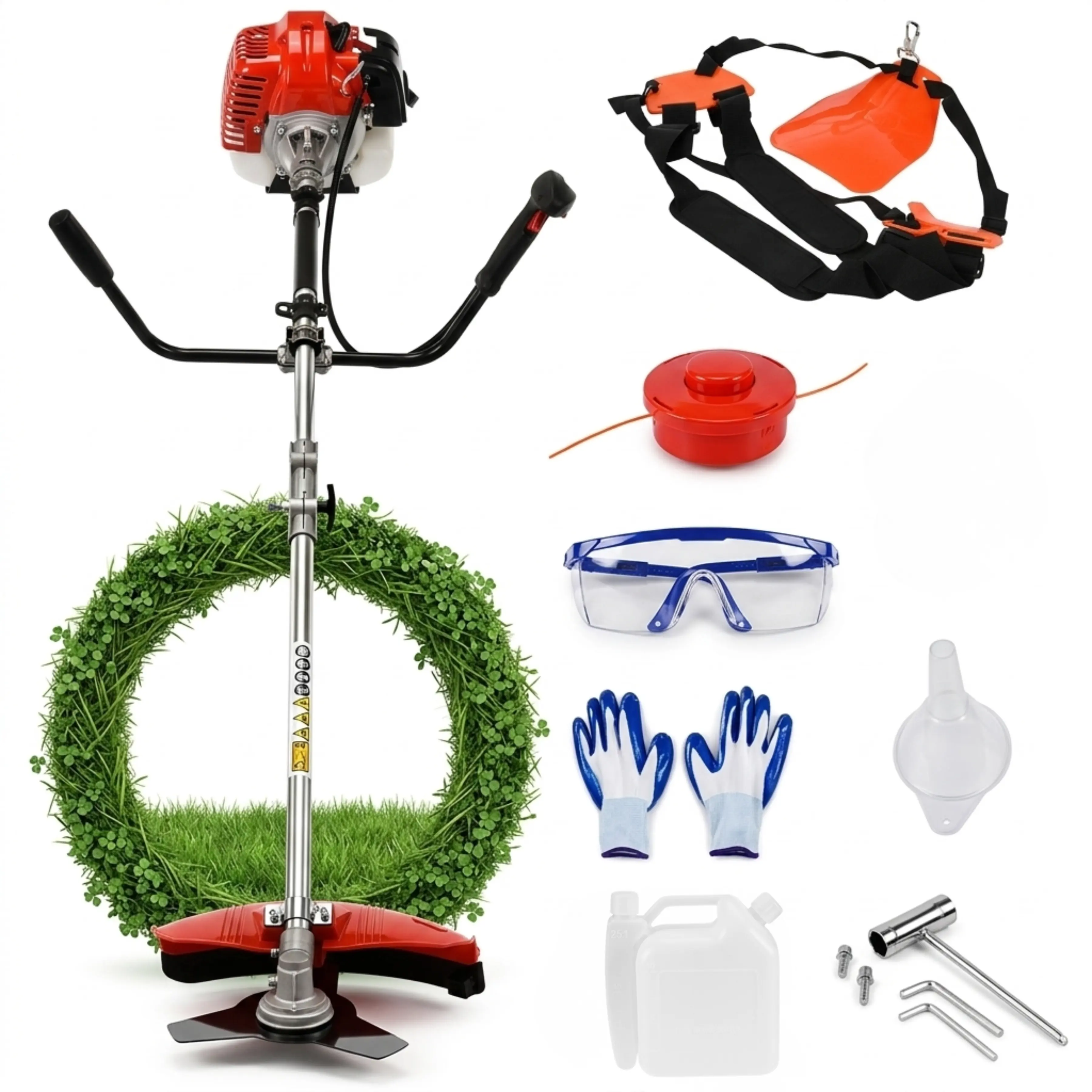 YUCOAP 52cc 2-Stroke Backpack Gas String Trimmer, Powerful Straight Shaft Hedge Trimmer with Full Function Guard, Heavy Duty Grass Cutting Tool for Yard Care Tool Kit Tool Box, Trimmer Blade, Lawn Maintenance Solutions