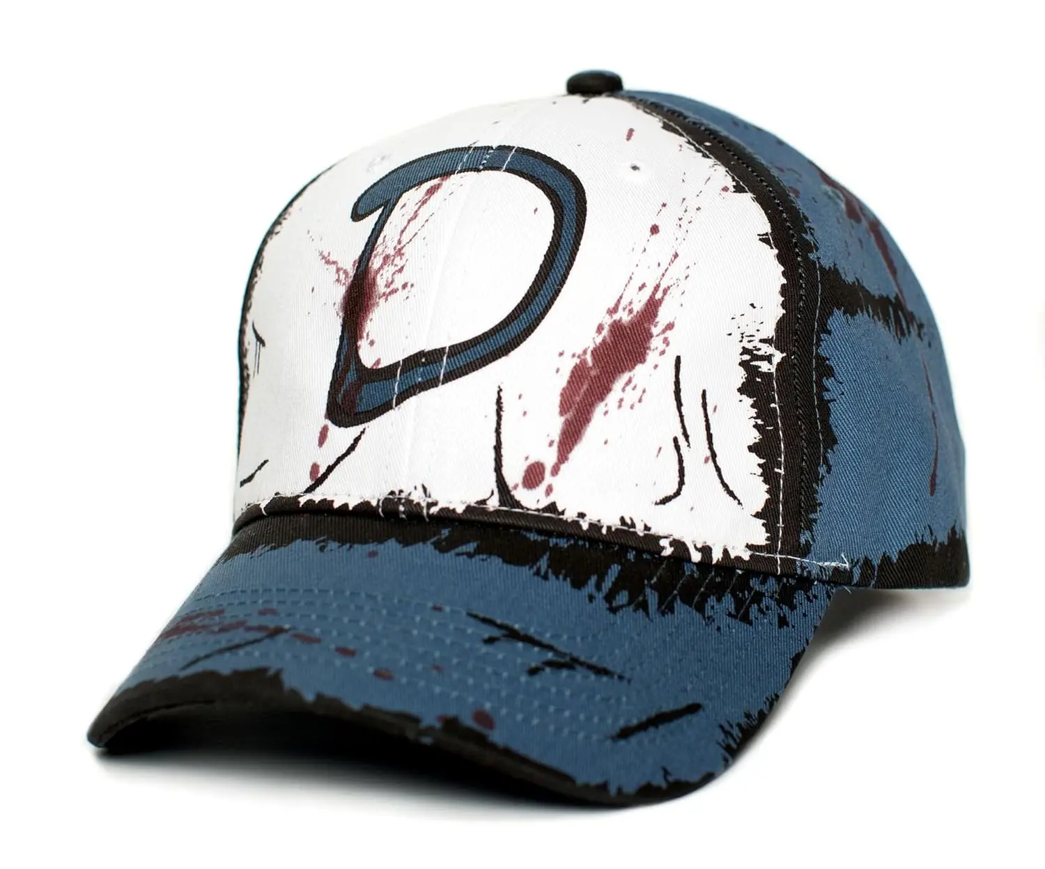 Clementines Hat Clem's Cap Extreme Zombie Blood Splatter Cotton Twill with Adjustable Cosplay Blue/White