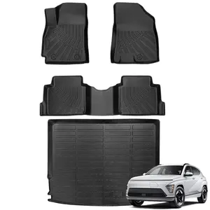 Canvcle Floor Mats & Cargo Liner for 2024-2025 Hyundai Kona Gas Model All Weather TPE 1st & 2nd Row Rear Trunk Mats Eco-Friendly Anti-Slip Waterproof Automotive