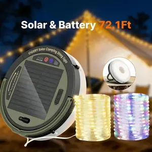 OGERY Solar Camping String Lights St Patricks Day Decorations Green Christmas Lights 5400mAh 72.1Ft Retractable LED Waterproof Emergency Outdoor Dual Charging Solar Battery Powered
