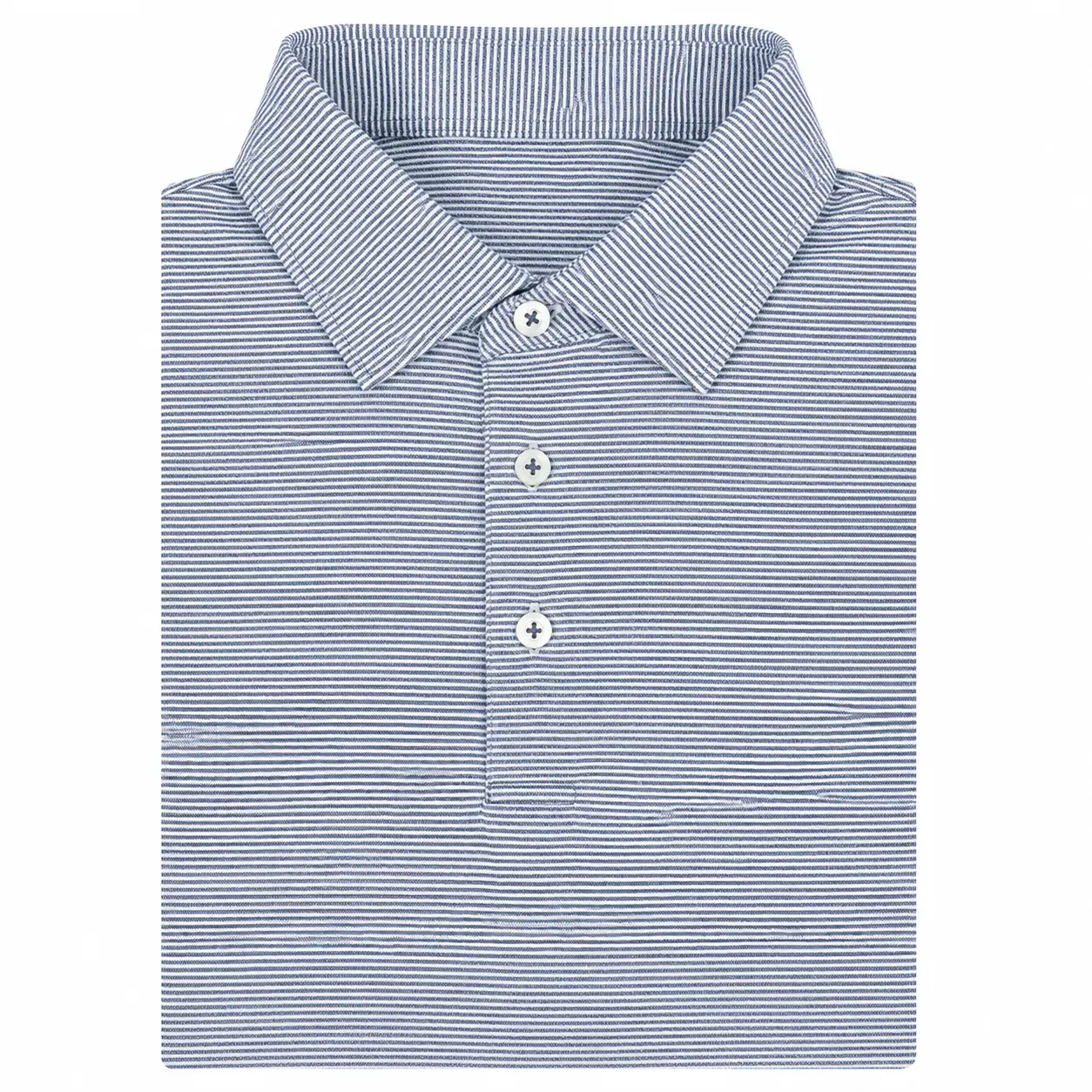 Men's Navy Heather Stripe Performance Polo Shirt