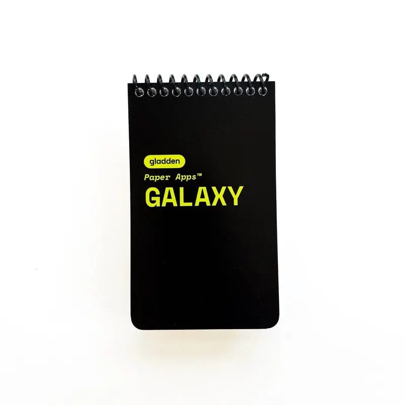 Paper Apps GALAXY Gamebook - Palm-Size 3x5" Coil-Bound Softcover Board Game, 60-Page Alien-Themed Solo Roll-and-Write for Game Enthusiasts, Ship/Sector Encounters, Procedurally-Generated Dice-Ready Play (D6 Dice/Pencil Sold Separately)