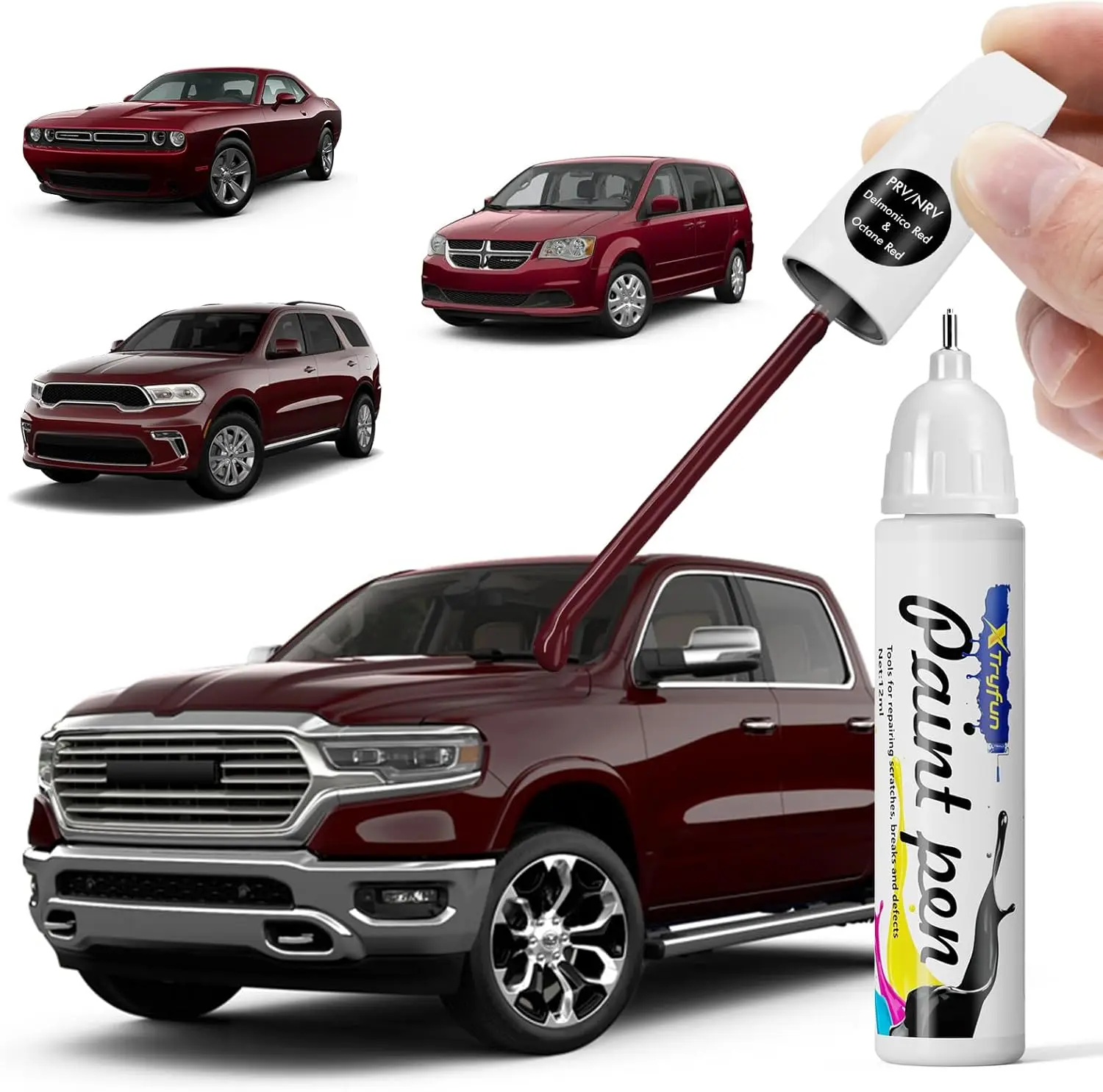 PRV/NRV Octane Red/Delmonico Red Touch Up Paint Compatible with Dodge, DIY Car Paint Scratch Repair, Automotive Paints, Quick & Easy Fix Scratch Repair for Challenger/Durango/Grand Caravan