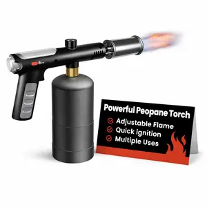 Powerful Propane Torch Gun, Igniter Sous Vide, Adjustable Kitchen Cooking Torch with One-Touch Max Fire, Culinary Torch for Searing Steak, BBQ and Campfire Starter(Tank Not Included)