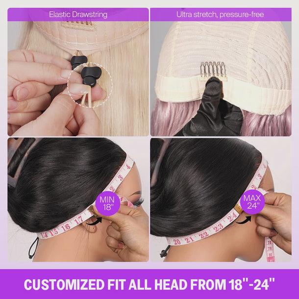 Megalook Hair 13x6 Three-Go Lavender Purple Glueless Wigs Silky Straight With Drawstring 100% Human Hair Wig Lace Front Wig Elegant Ombre Design 320℉ Heat Resistant SpringStatements