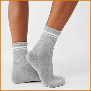 Vibe Outdoor Fall Winter Cotton Crew Socks  Letter Print Casual Socks for Yoga, Running & Daily Wear