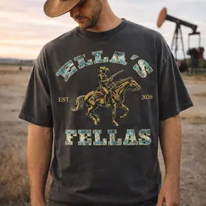 Ella’s Fellas Cowboy Shirt, Vintage Western Graphic Tee, Country Rodeo Style Top, Nashville Concert Outfit, Cowgirl Ranch Aesthetic Gift
