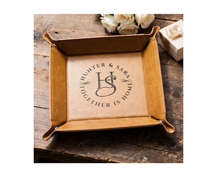Custom Monogram Valet Tray – Personalized Leather Catchall