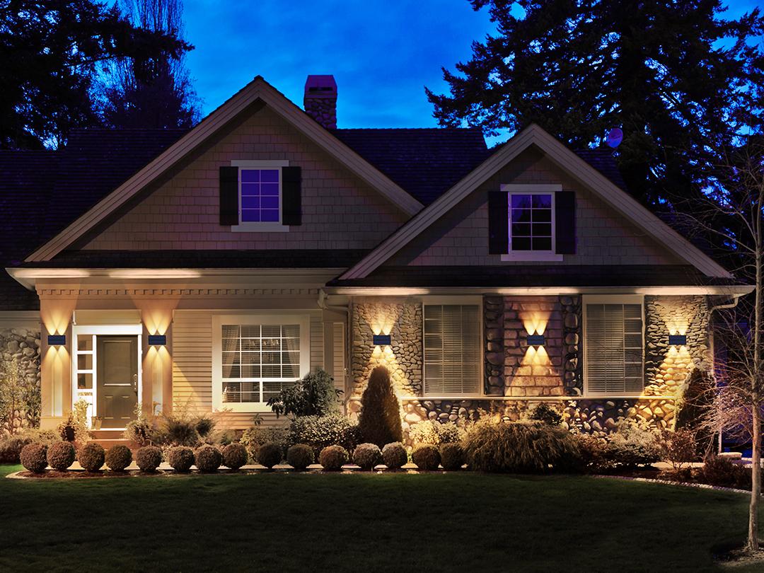 FabStyl Solar Up & Down Wall Fence RGB LED Lights, Solar Mood Decorative Lights, 5 Lighting Modes, Waterproof for Outdoor Use, Suitable for Wall, Fence, Yard, Pool, Railing, Patio, Porch, Garden. Perfect for holiday decorations