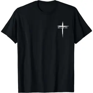 Jesus Christ Christian Cross Believe Tee, Soft Cotton for Men & Women