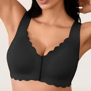 Deangelmon Women's Seamless Front-Closure Bra Easy On/Off, Wire-Free Support & U-Back Design for an Invisible Look Under Clothes