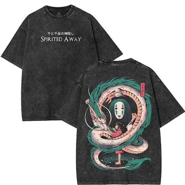 Vintage Anime Graphic T-Shirt, Unisex Washed Heavyweight Cotton Casual Streetwear Short Sleeve Top, Shortsleeve, Round Neck, Sportswear, Festive, Fitted Cut, Graphic Print, Heavy Cotton, Distressed, Menswear, Streetwear Look, Retro Vibe Upgrades Casual St