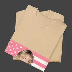 RINA Pink Stars & Stripes Graphic Tee, Statement Shirt, Fashion Cotton, Full Colors, Full Sizes, For Men, For Women
