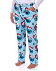 Sesame Street Cookie Monster Pajamas Women's Plush Fleece Adult Lounge Sleep Pants
