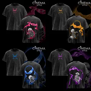 Raphael, Leonardo, Michelangelo, Donatello TMNT Acid-Washed Cotton T-Shirt, Vintage Graphic Tee for Fans of the Series Teenage Mutant Ninja Turtles, Top Streetwear Cotton Design for Men and Women, Unisex T-Shirt Hot