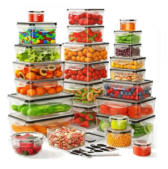40/42/50/52/62 pcs Large Airtight Food Storage Containers & lids Reusable Leak-Proof Stackable BPA-Free Snacbox Containers, Kitchen, Utensils Meal Prep Organiser,summerwins,home essentials