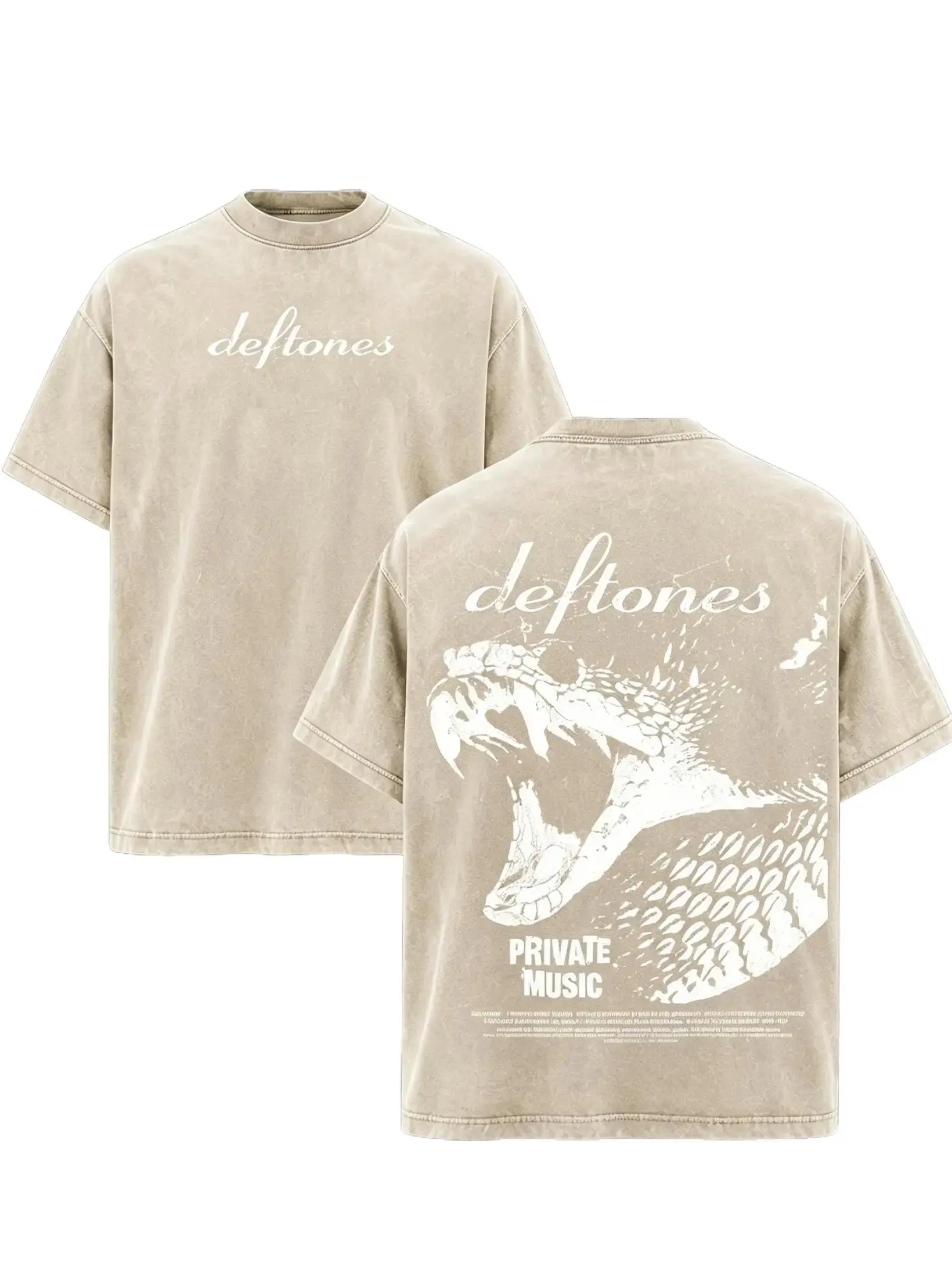 Deftones Vintage Washed  T Shirt Oversized Graphic Tee Retro Band Shirt Alternative Metal Streetwear Y2K Aesthetic Short Sleeve Unisex Top