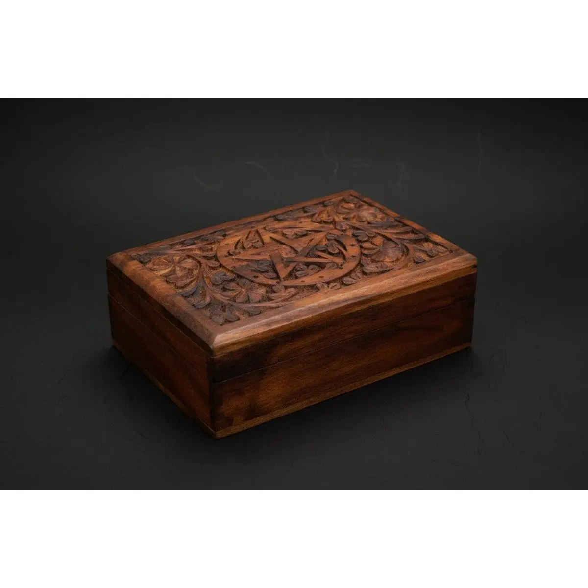 Pentacle Carved Wooden Box