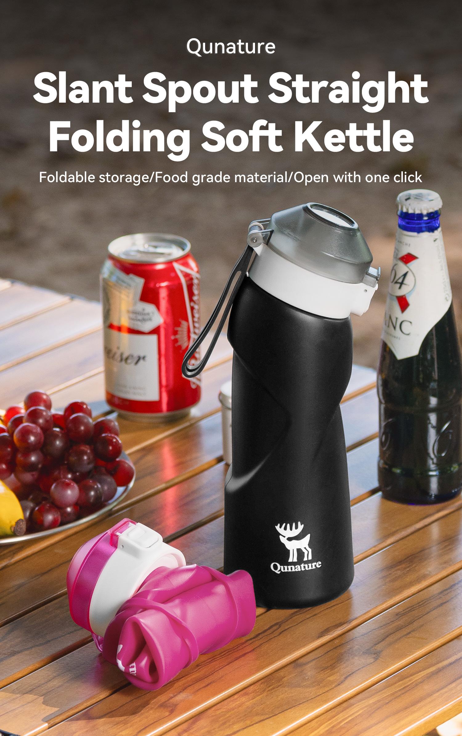 Slant Spout Straight Folding Soft Kettle Travel water bottle Sports Portable Sport Water Bottle Reusable Water Bottles 700ml Food-Grade Material Water-proof Camping Water Bottle