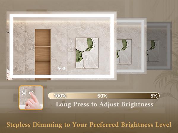 TETOTE LED Bathroom Mirror with Front & Back Lights, 3 Light Colors, Anti-Fog, Stepless Dimming, Shatterproof Tempered Glass with True-to-Life Reflection, Plug-in/Hardwired