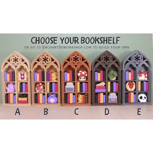 3D Printed Gothic Dark Fantasy Six-Clicker Bookshelf Fidget Toy