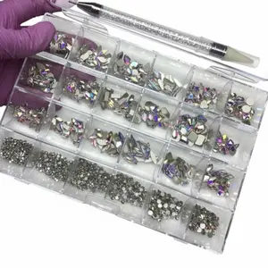 Nail Rhinestone Box (1000pcs) White Pearlescent Shimmer Acrylicnails