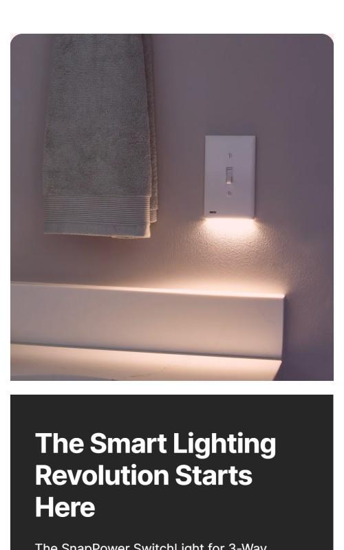 SwitchLight 3-Way - Illuminated Light Switch Cover Plate, Integrated LED Nightlight by SnapPower