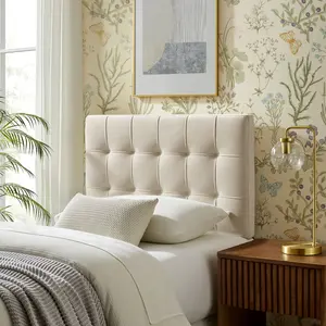 Lily Stain-Resistant Performance Velvet Twin Size Headboard in Alabaster
