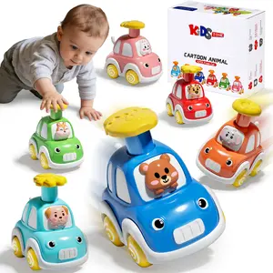 Animal theme Press and Go Toys Cars for Toddlers, Animal Racing Cars, Infant Play Vehicle Set, Toddlers Push Go Friction Car Toys for 6-9-12-18 Months, 1st Birthday Gifts for 1-2 Years Old Boys