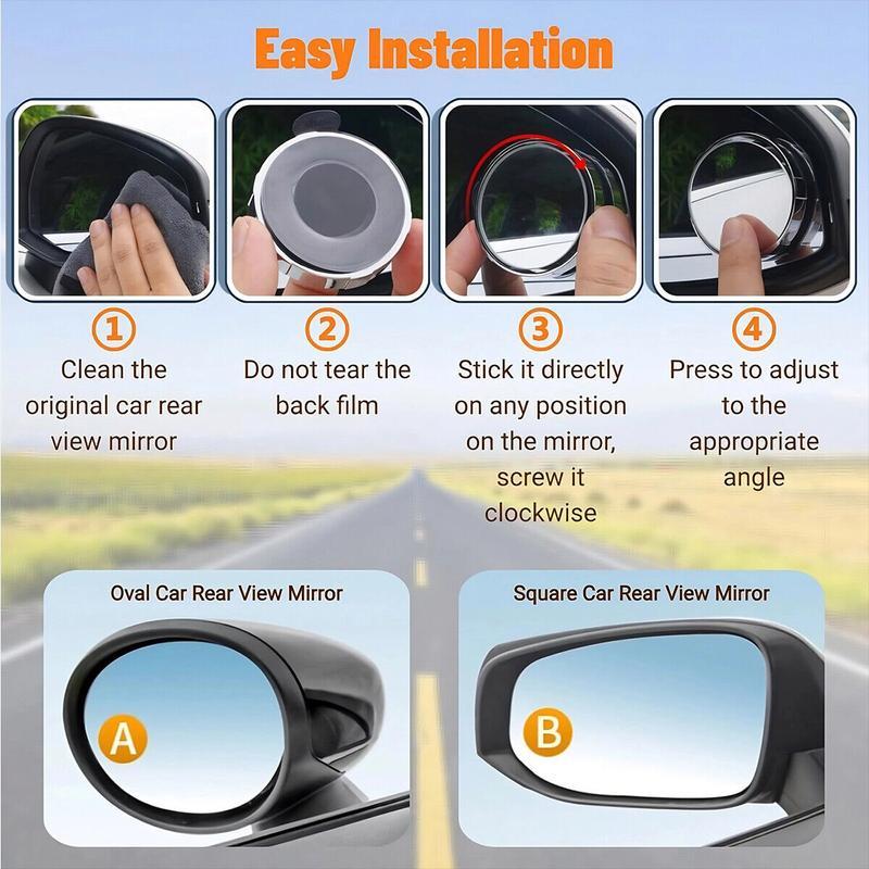 Blind Spot Mirror 2Pcs Suction Cup for Car Ultra Rearview Side Mirror 360° Adjustable Wide Angle View Automotive Safety Accessory Ideal for Parallel Parking and Enhanced Visibility