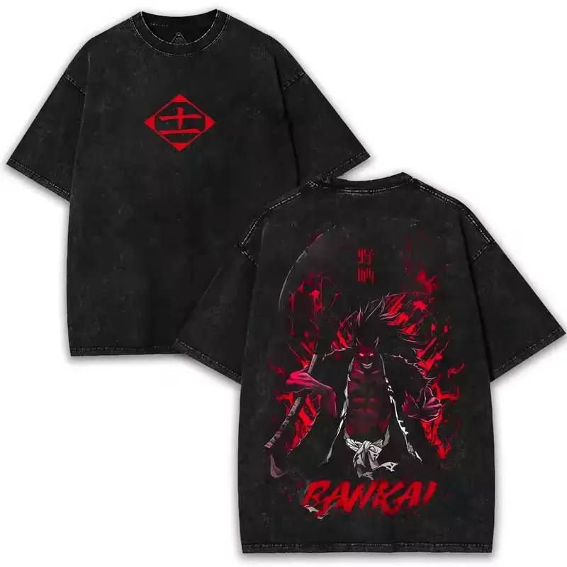 Zaraki Kenpachi Graphic T-shirt Vintage Washed Oversized T Shirt