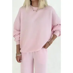 Sundays Waffle Knit Sweatshirt in Sweet Pink