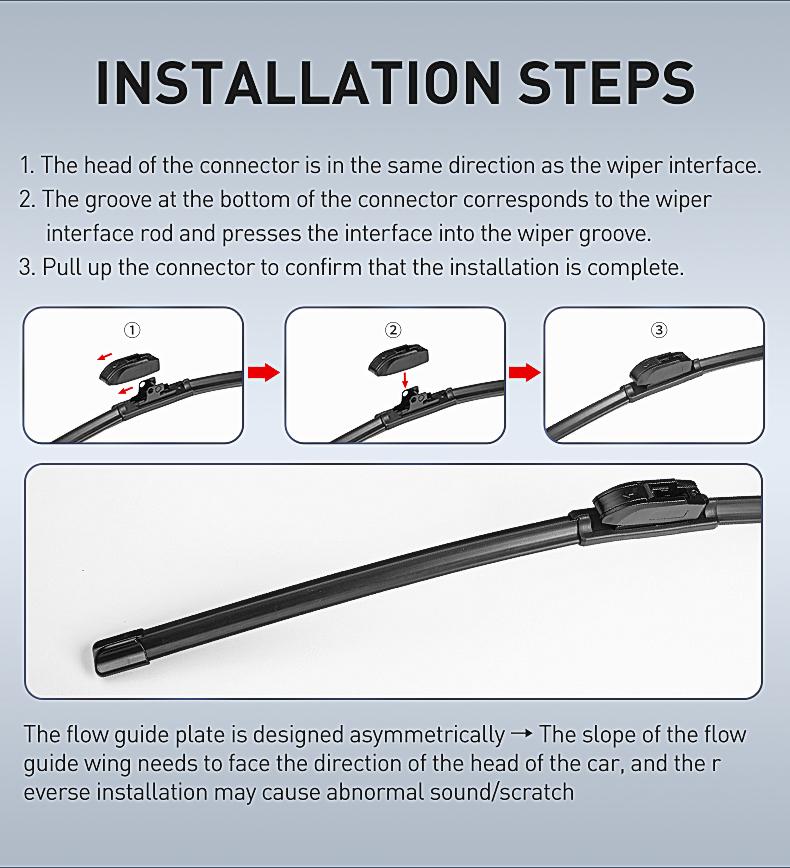 ITUTN Ultra Quiet Frameless Wipers Blades - OEM Quality, wiper champion,heavy rain wipers,Streak-Free | 5 Adapters, Fits 99% Vehicles, All-Season universal quiet windshield wipers,Easy Install,Car Parts,Auto Parts