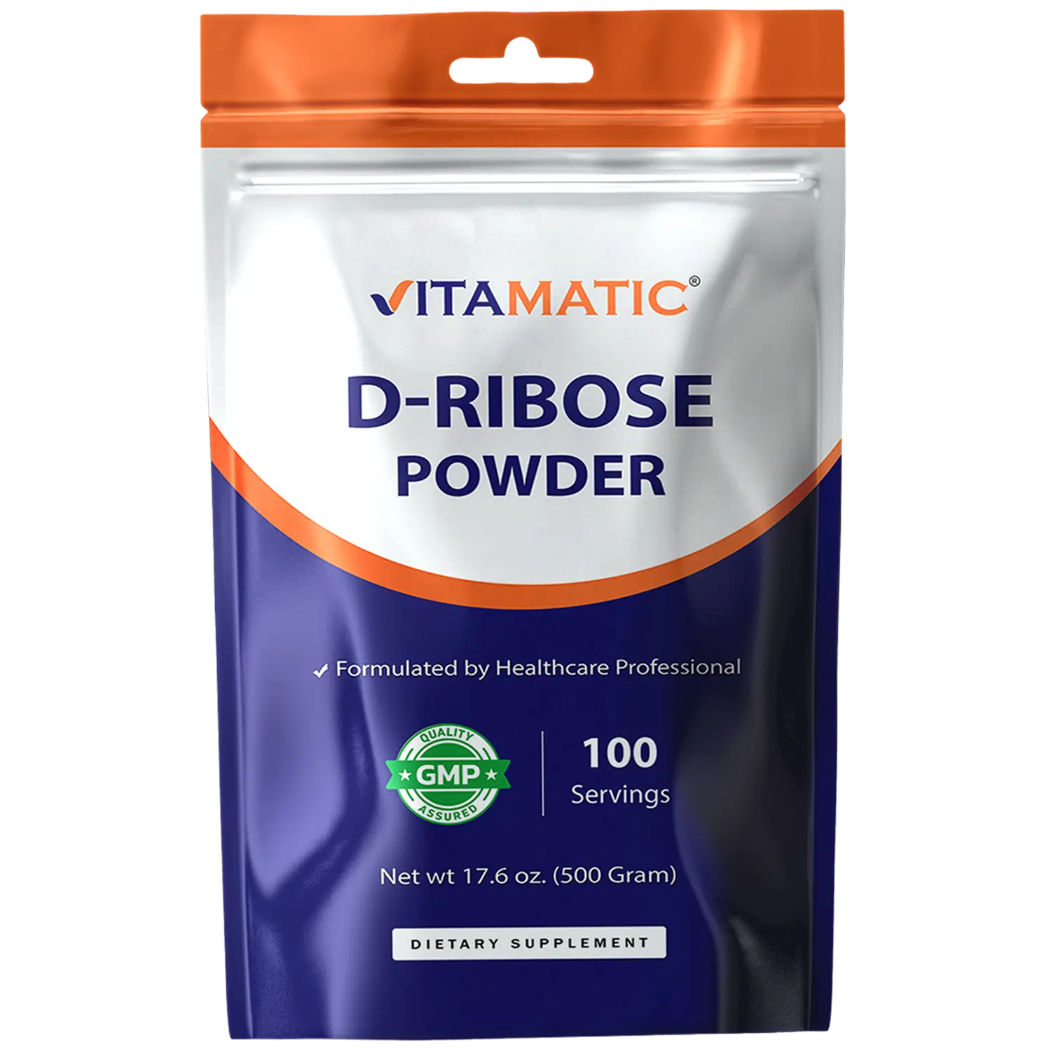 Vitamatic D-Ribose Powder 500g - 17.6 OZ (500 Gram) | Pure & Unflavored | Non-GMO | Easy-Mix Dietary Supplement