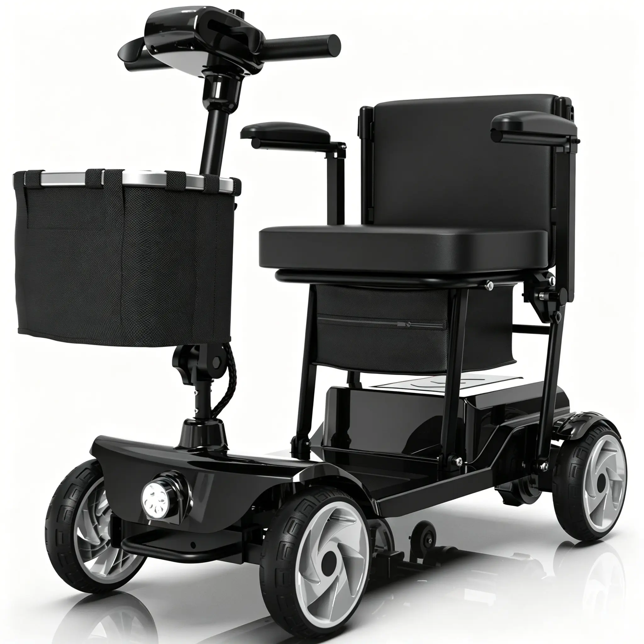 4-Wheel Ride-On Mobility Scooter for Seniors with Ride on Wheels - 15 mi Max Range, Equipped with Charger, Storage Basket, and Keys