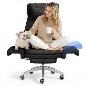 【SummerVibes】FlexiSpot Big and Tall Office Chair with 180° Flip Arms, 400lbs Heavy Duty Cross Legged Desk Chair with Footrest, Extra Wide Pet-Friendly Leather Lounge Chair for Home Office, Gaming, Reading & WFH,summervibes petlovers