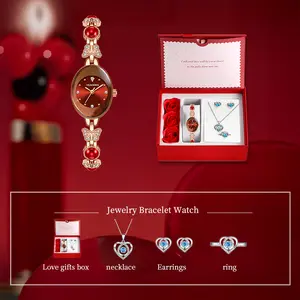 【Valentine's Day gift】Veadonsn Women's Watch  jewelry Watch fashion elegance water-resistant scratch-resistant and comes with a gift box, ring, pendant, and stud earrings.