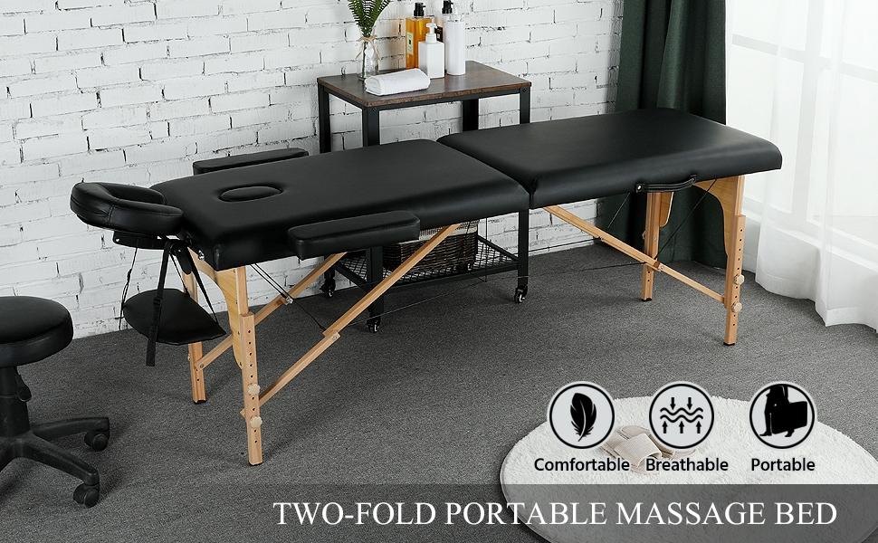 Yaheetech Adjustable Massage Bed 2/3 Sections Folding Portable Spa Table with Headrest Armrest Hand Pallet Salon Bed Ergonomic Design Beech Wood Frame - Massagetable Yaheetech Adjustable Massage Bed 2/3 Sections Folding Portable Spa Table with Headrest Armrest Hand Pallet Salon Bed Ergonomic Design Beech Wood Frame - Massagetable