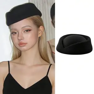 New vintage hat, Hepburn-style black beret, French-style high-end hat.