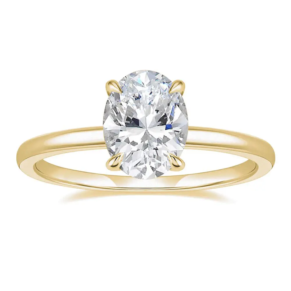 EAMTI 14K Gold Plated Engagement Rings 3CT Oval Cut Solitaire Cubic Zirconia CZ Wedding Promise Rings for Her Wedding Bands for Women