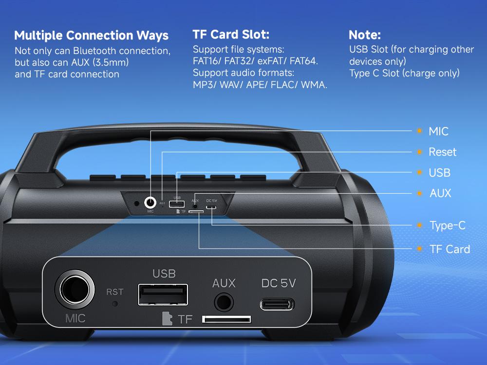 W-KING 120W Portable Bluetooth Speaker, IPX6 Waterproof Speakers Wireless Bluetooth 5.4, Loudest Speaker Bluetooth for Party, Outdoor, Pool, Beach, Large Boombox Speakers with Subwoofer/Deep Bass/DSP/Stereo Pairing/EQ/42H/Power Bank/AUX/TF