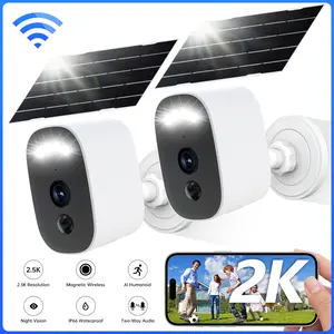【JOOAN 2K Solar Wireless Outdoor Magnetic Camera】Indoor/Outdoor Free Install Smart Garage 2.4G WiFi Security Camera – HD Video, AI Human Detection, IP66 Waterproof, Color Night Vision, Magnetic, Two-Way Audio, SD/Cloud Storage, Alexa Compatible